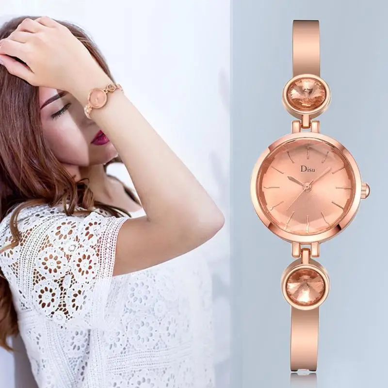 

DISU Women Small Rose Gold Bracelet Luxury Watches Stainless Steel Ladies Quartz Wristwatch Brand Casual Women Dress Colck