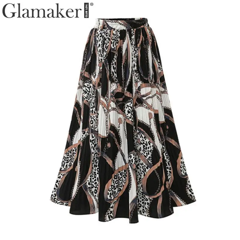 Женская винтажная плиссированная летняя юбка Glamaker желтая шифоновая длинная с