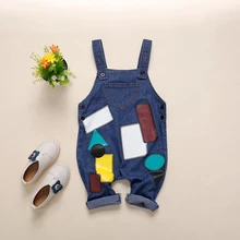 Повседневная одежда для маленьких мальчиков и девочек, джинсовые комбинезоны, джинсовые комбинезоны
