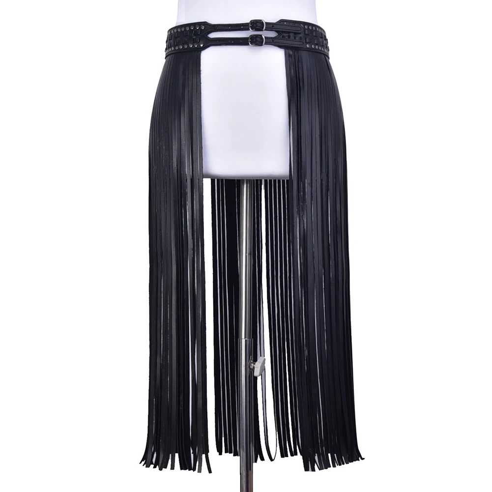 

Women PU Leather Hippie Long Fringe Fashion Belt Dress Decor Tassels Girdle Party Skirt Double Buckle Waist Corset Fantastic