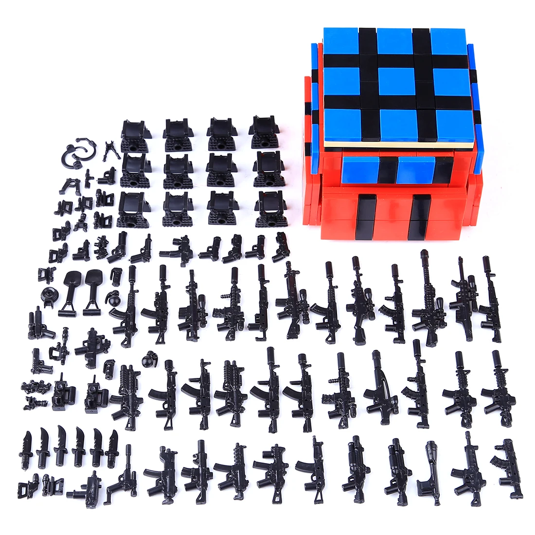 

DIY Small Particle Building Block Military Weapon Accessories Toy Set Building Blocks Model Bricks Toy-Airdrop Weapon Supply Box