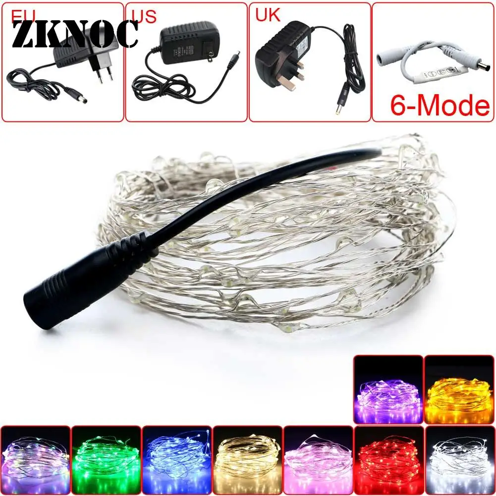 ZKNOC 10 м 100LED светильник-гирлянда Рождественский декоративный набор с адаптером
