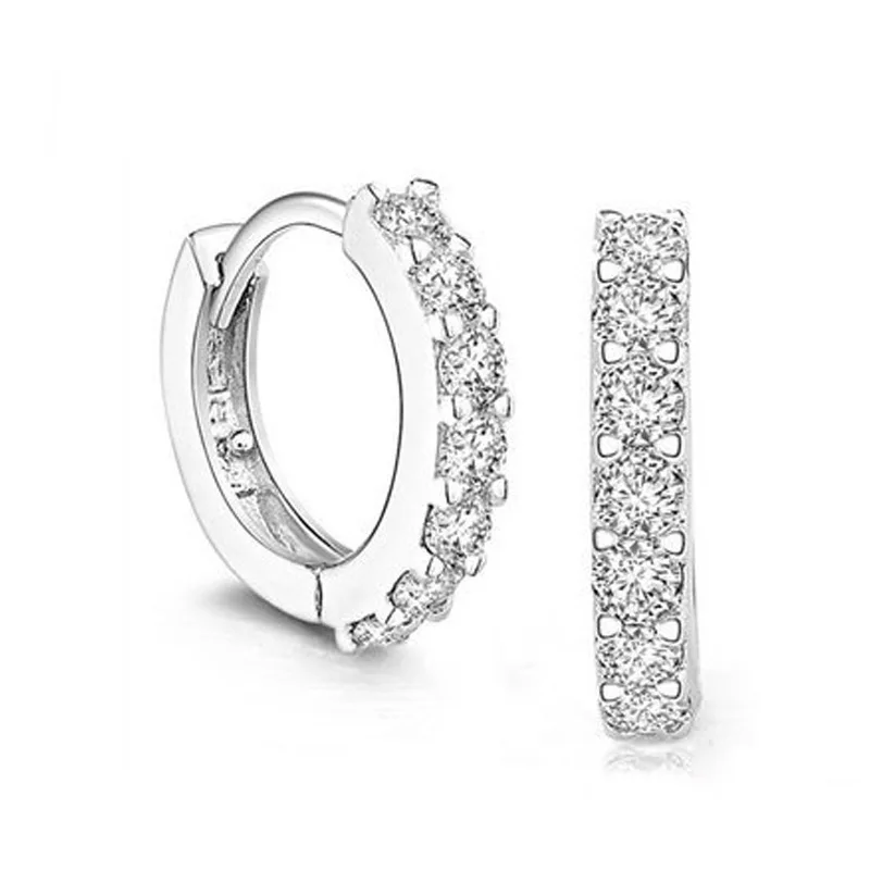 

Latest Fashion Women 925 Sliver Circular Earring With Crystal Luxury All Match Party Business Office Ladies Circle Ear Buckle 16