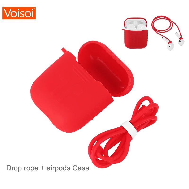 

Silicone Case For Airpods Protective Case For Apple Airpods Charging Cover Coque With Anti Lost Strap For Airpod Air pods