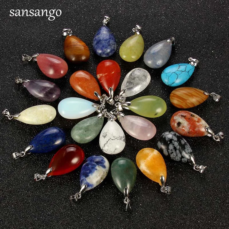 

10pcs Mixed Assorted Natural Stone Water Drop Heart Star Shape Pendants Pendulum Crystal Fluorite Opalite Healing Reiki DIY Gift