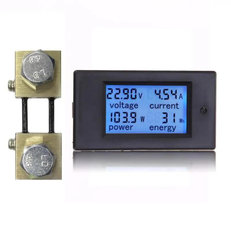 

100A 6.5-100V Energy Meter DC Power Digital Watt KWH Meter LCD Backlight Current Ammeter Voltmeter Measuring Panel