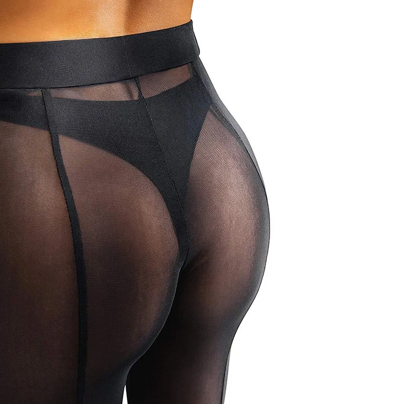 

Sexy Women's Flare Pants Mesh Trousers Transparent See Through Cover Up Swimwear
