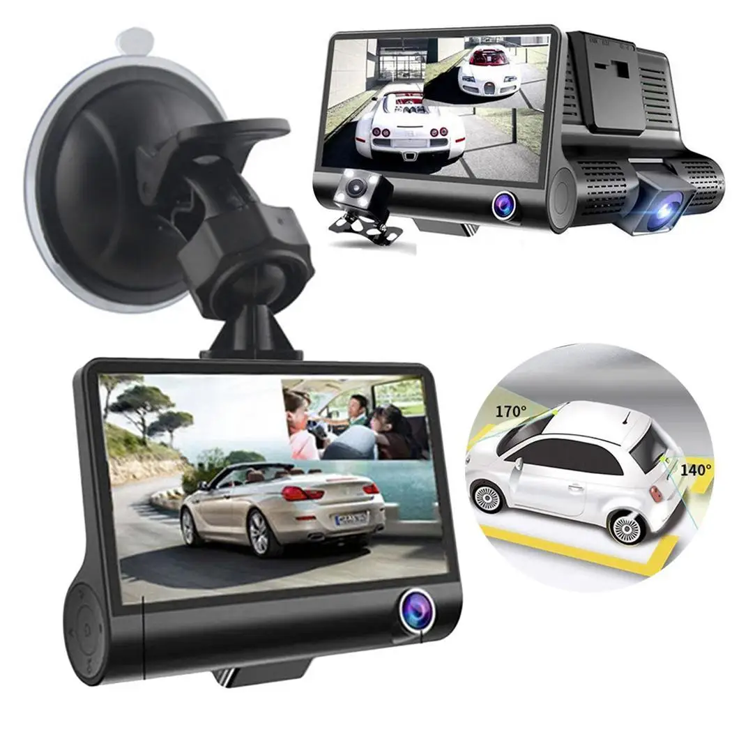ABS Dash DVR Автомобильный видеорегистратор с 3 линзами для вождения 800x480 пикселей 2 5