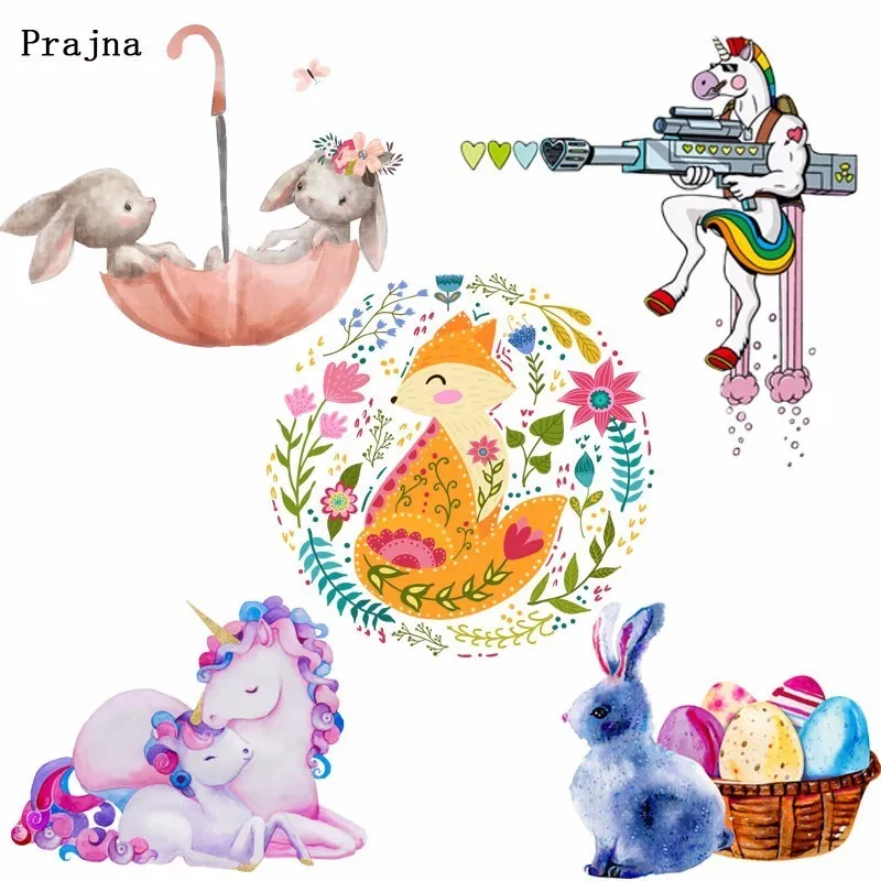 Prajna Мультяшные животные Переводные DIY утюга теплопередача патчи боевые лошади