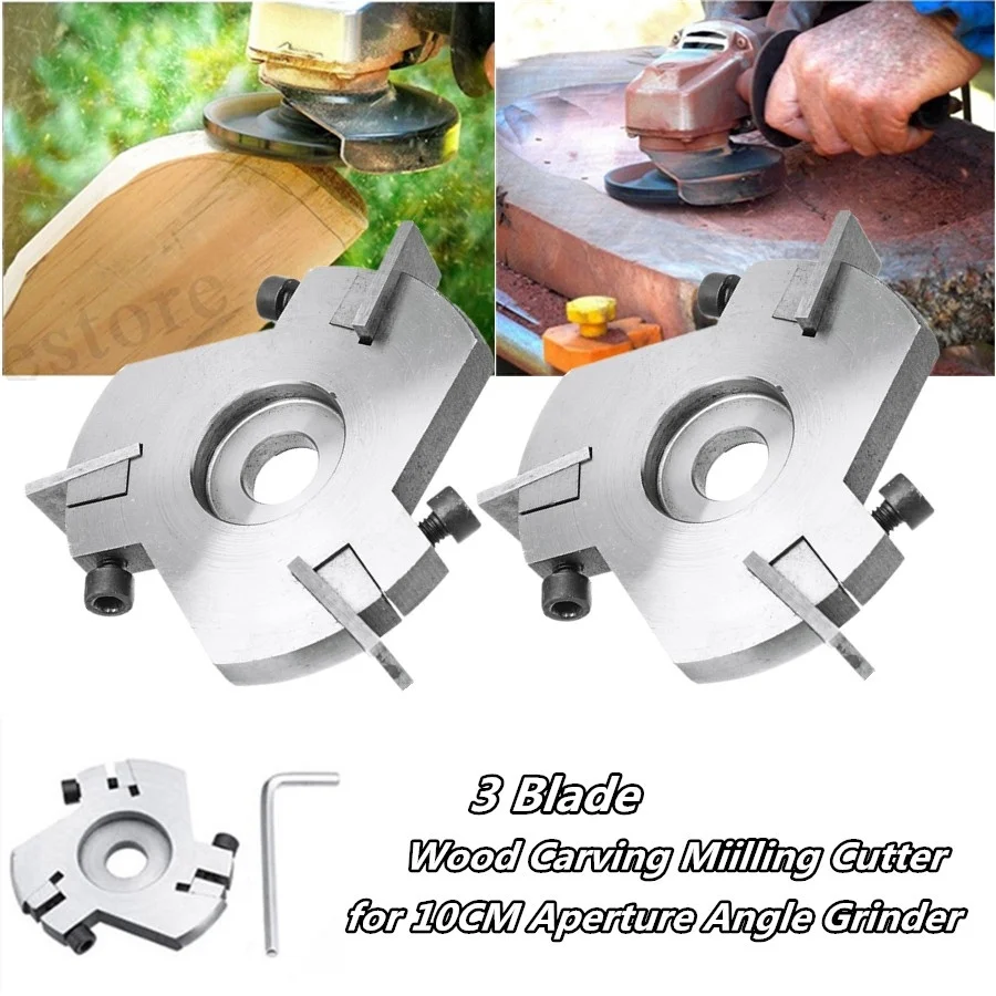 

90mm Grinder Disc Milling Cutter Wood Carving Disc Woodworking Detachable Three Blade Root Milling Cutter Blade Grinding Tools