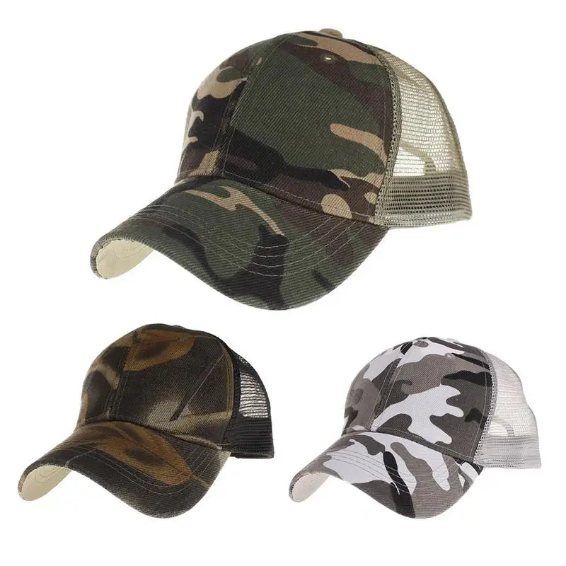 

Men Sun Hat Spring Summer Camouflage Mesh Cap Breathable Baseball Hat Hip Hop For Men Women Outdoor Mountaineering Soft Cap New