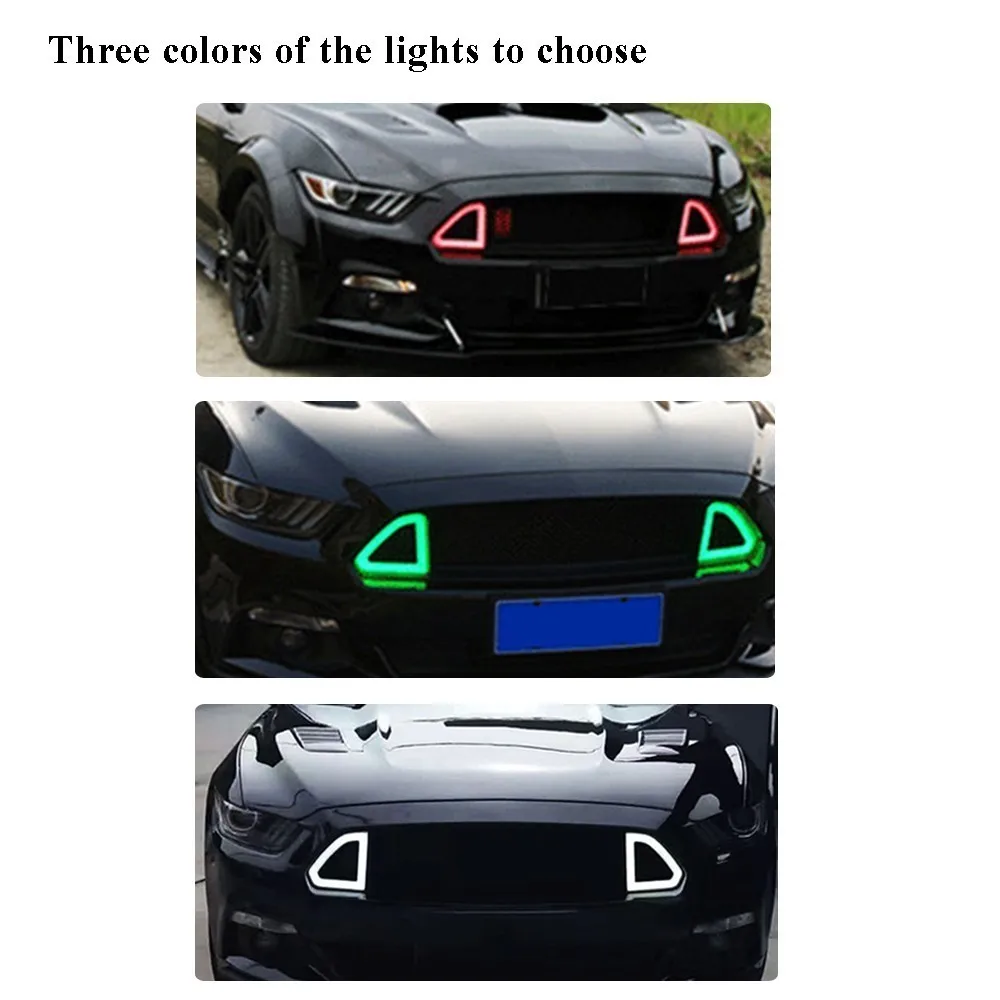 Передняя решетка для Ford Mustang матовая черная из АБС пластика белый зеленый красный