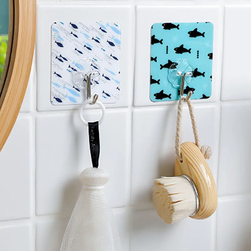 PVC Strong Adhesive Hooks Hangers Decorative Waterproof Bathroom Kitchen Storage Wall Hooks