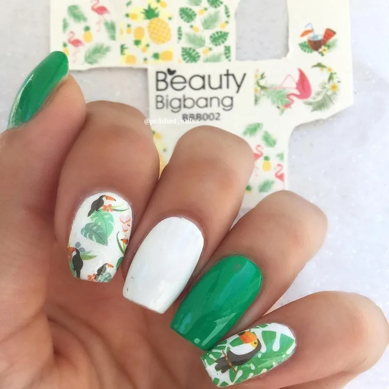 Водяной знак для ногтей BeautyBigBang 1 шт. ананасовый дизайн в форме листьев DIY наклейка