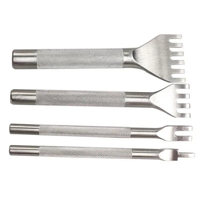 4Pcs Leather Craft Stainless Steel Flat Chisel Punching Tools DIY