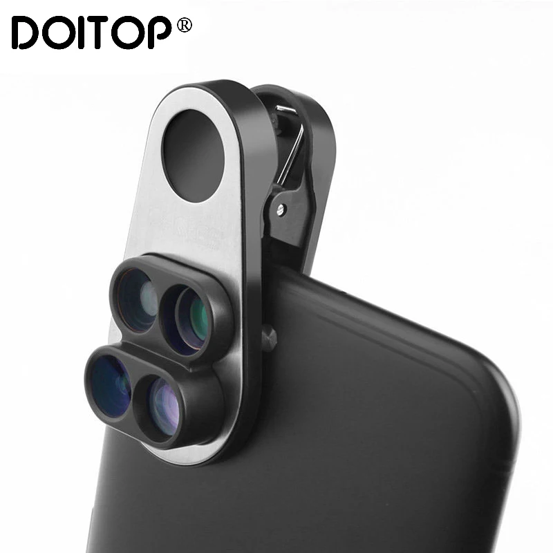 

DOITOP Phone Camera Lens Kit 4 in 1 Macro Wide Angle Fisheye Telescope Lens for iPhone 6 7 8 Plus XiaoMi Huawei Oneplus Phone