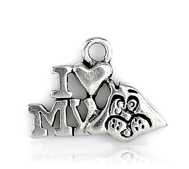 

Lovely Charm Pendants "I Love My Dog" Antique Silver 17x14mm,30PCs (B22337)