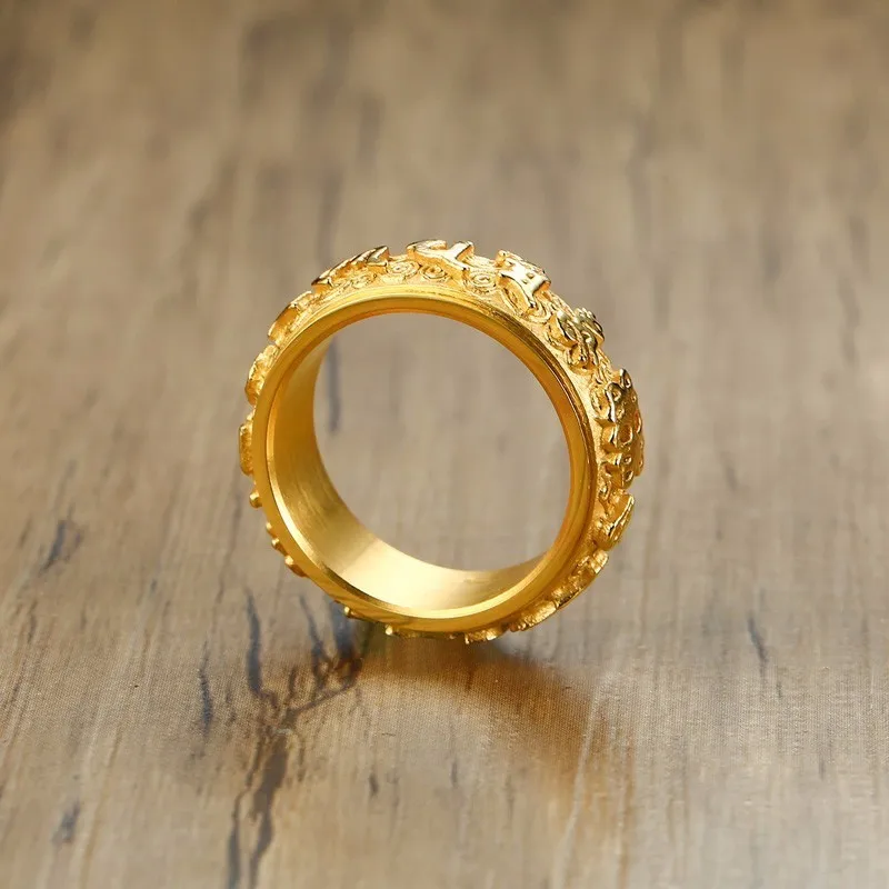 Тибетский буддистский символ Спиннер кольцо из нержавеющей стали Мужская медитация буддист кольца в золотой молитва медитация кольцо