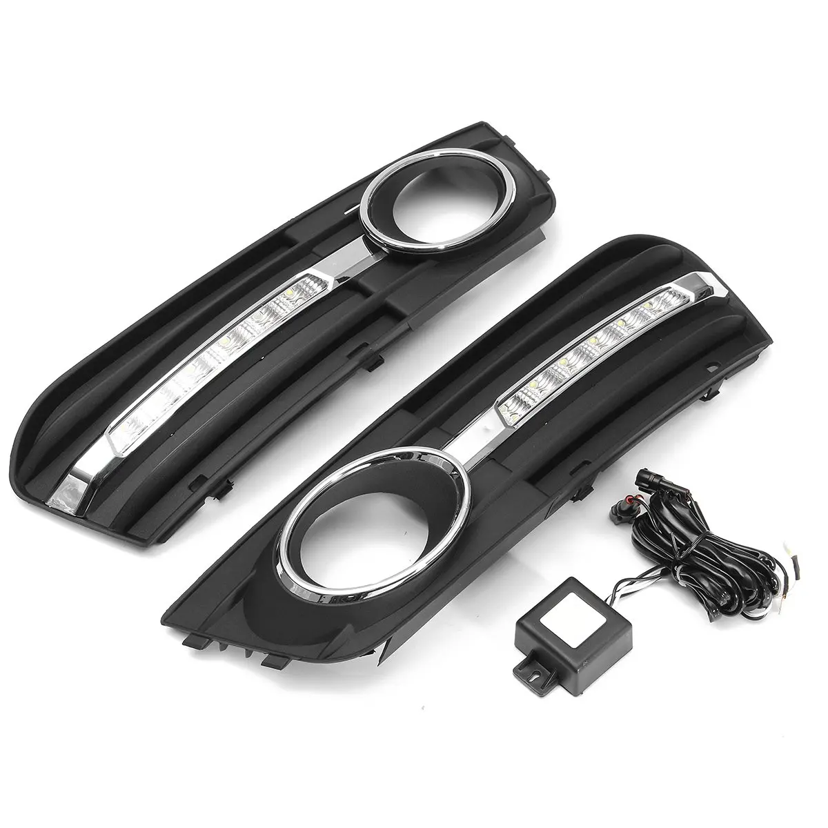 

Pair LED Car Light For Audi A4 2009 2010 2011 2012 Car-Styling LED DRL Daytime Running Light Daylight Fog Lamp Cover Hole