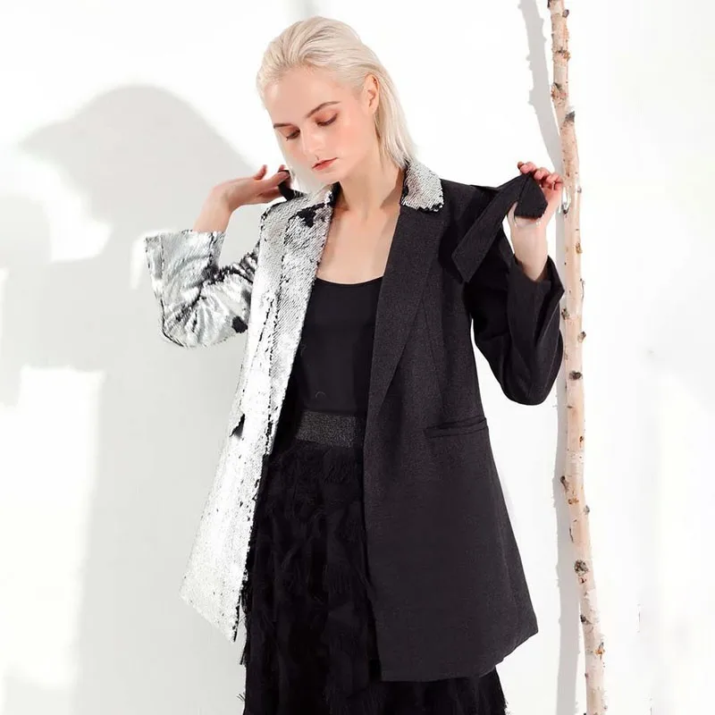 TWOTWINSTYLE женский костюм с блестками длинный рукав Лоскутная повязка Модный
