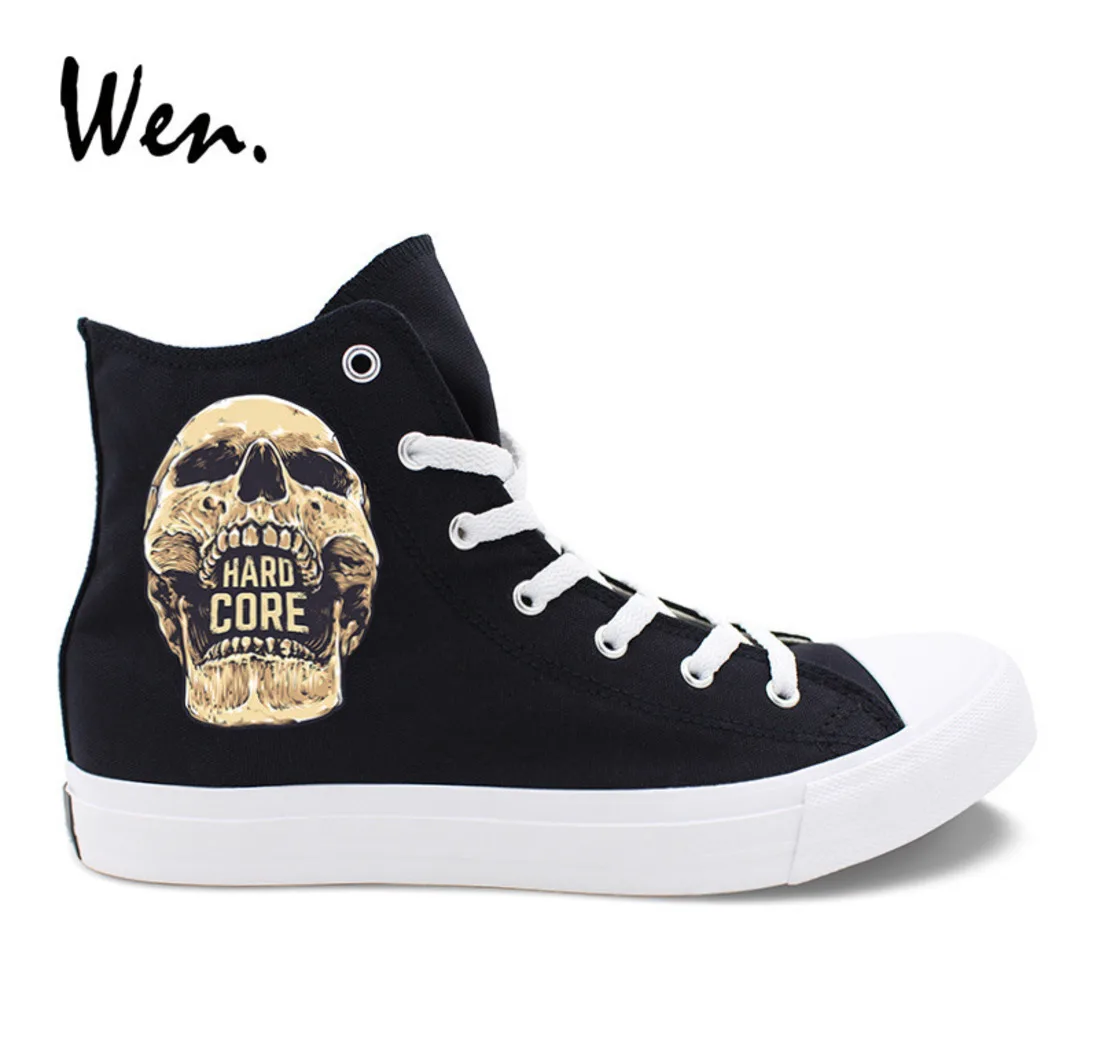 

Neutral Canvas Shoes Male Men Vulcanize Shoes Men Casual Shoes Sneakers Ventilation Non-slip Human Skeleton Head HARD CORE