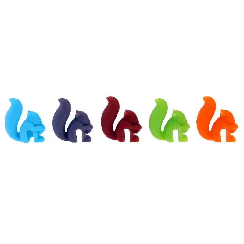 

5pcs Silicon Squirrel Suction Cup Wine Glass Recognizer Label Marker