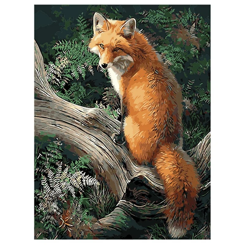 

Paint By Number Kit DIY Oil Painting Cloth Digital Home Decor, Fox on the tree