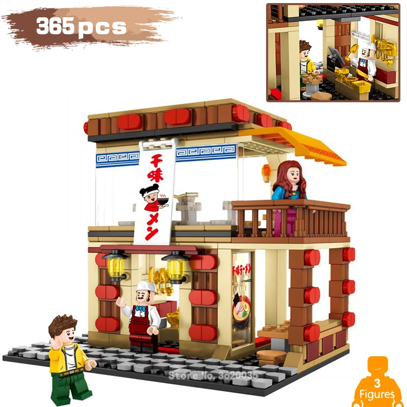 

365pcs Building Blocks Street view delicious Ramen shop city Figures Mini Assemble model Gift for children Compatible legoinglys