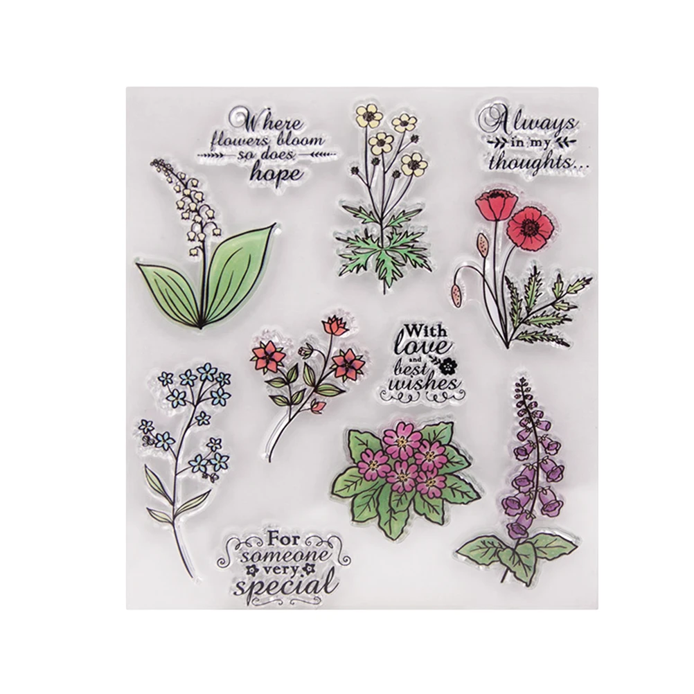 Flowers Cling Stamp Scrapbooking Seals Transparent Stamps for
