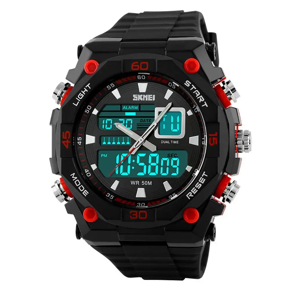 

Military Men's Sport LED Pointer Double Display 50M Waterproof Luminous Digital Wrist Watches