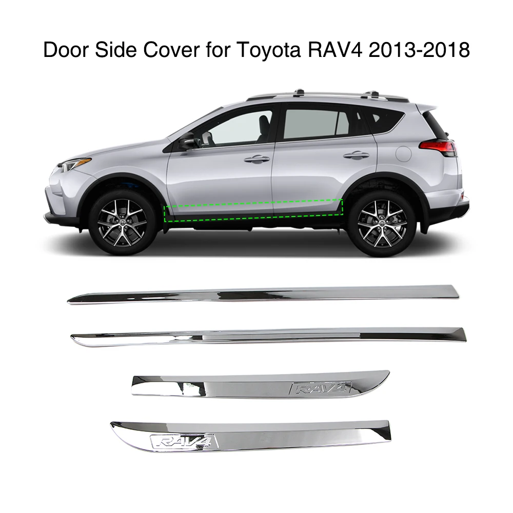 ABS Chrome Side Door Body Molding Trim 4PCS For Toyota RAV4 2013-2015
