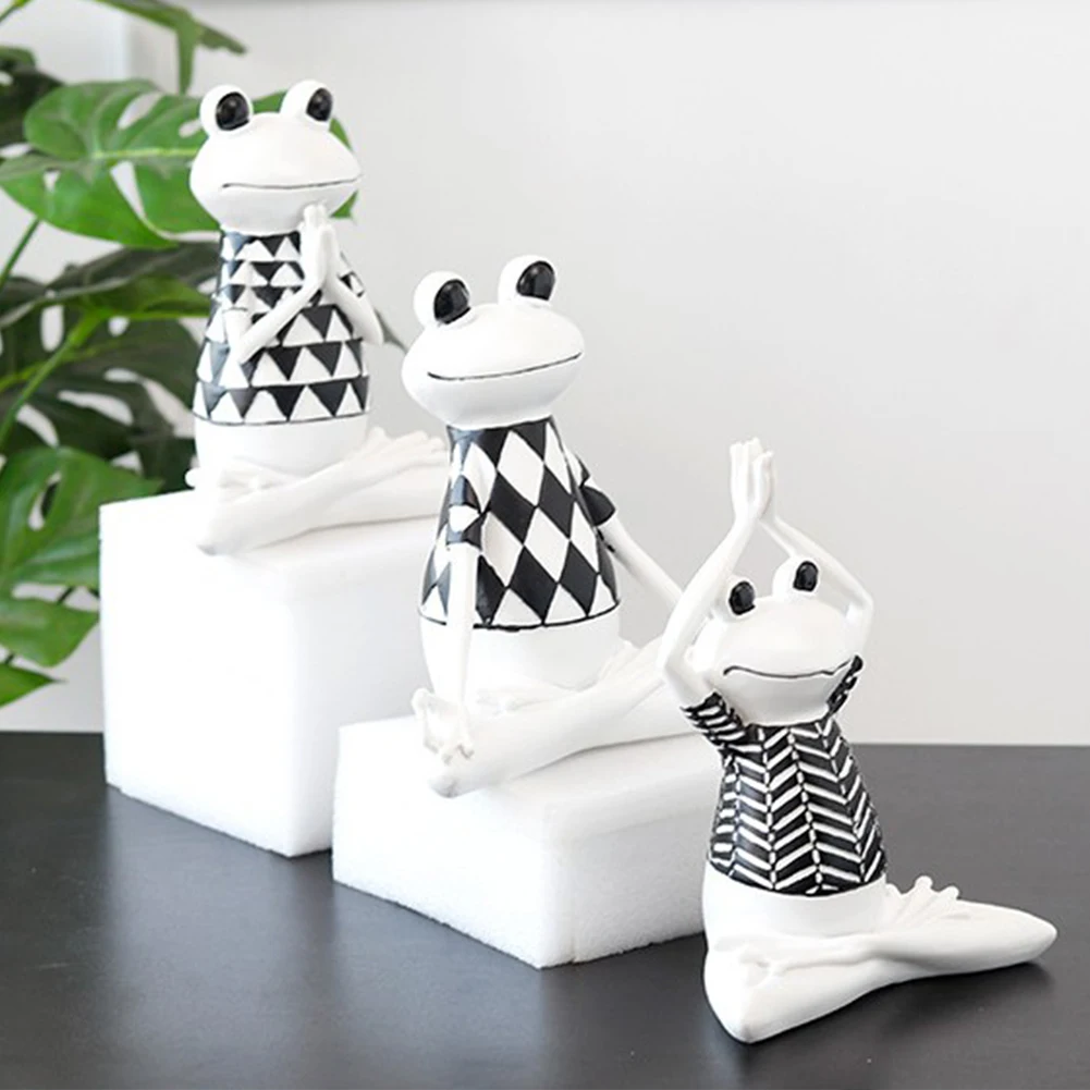 

Kawaii Yoga Frogs Figurine Decorative Modern Resin Home Sculpture Resin Model Odd Gifts Crafts Children'S Room Decoration Gift
