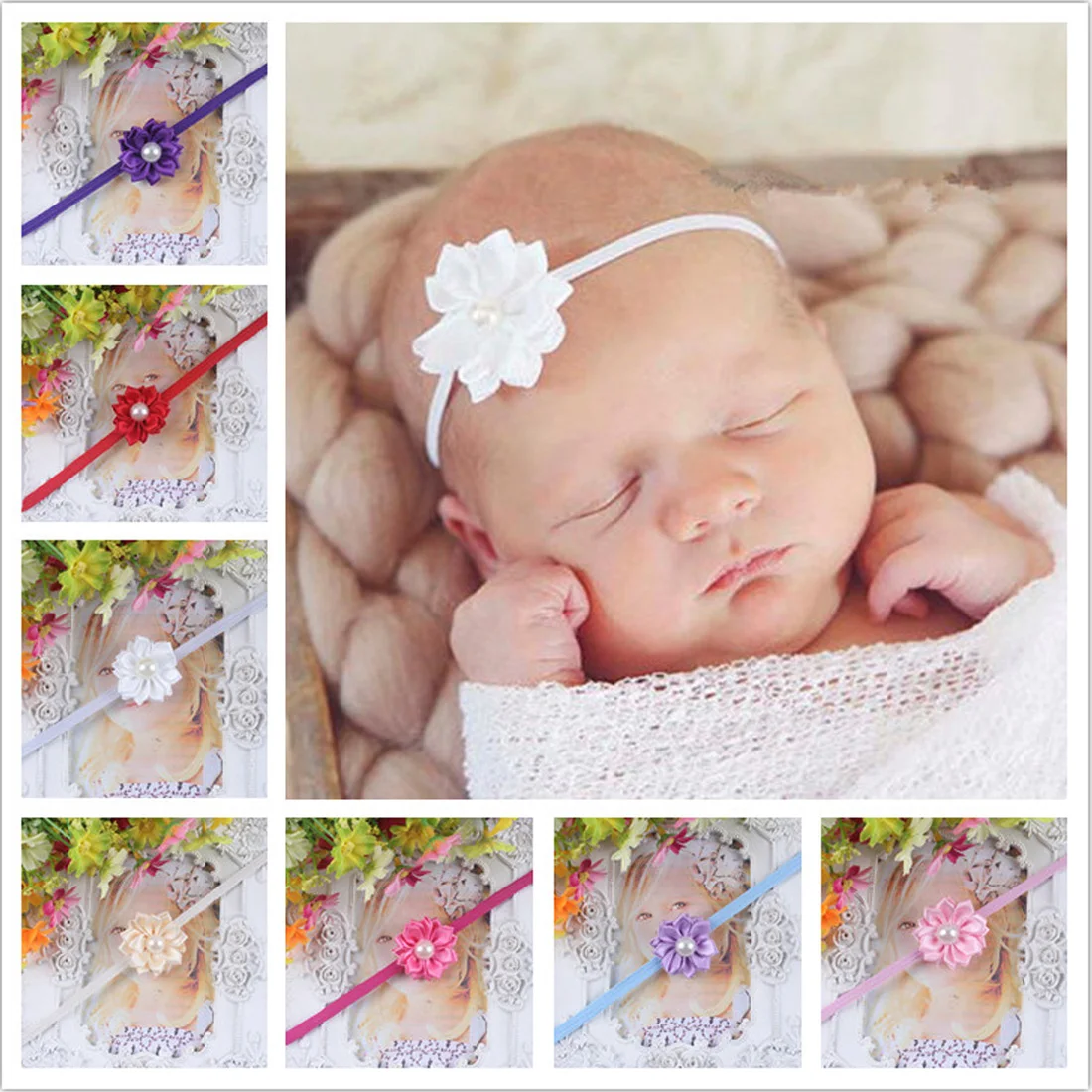 

Baby Girl Elastic Flower Headband Rubber Children Baby Nice Hair Rubber Headwear