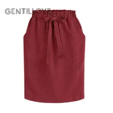 Gentillove, элегантные миди-юбки для женщин, лето, эластичная талия, для офиса, для девушек, юбка-карандаш, хлопок, посылка, бедра, юбка с бантом