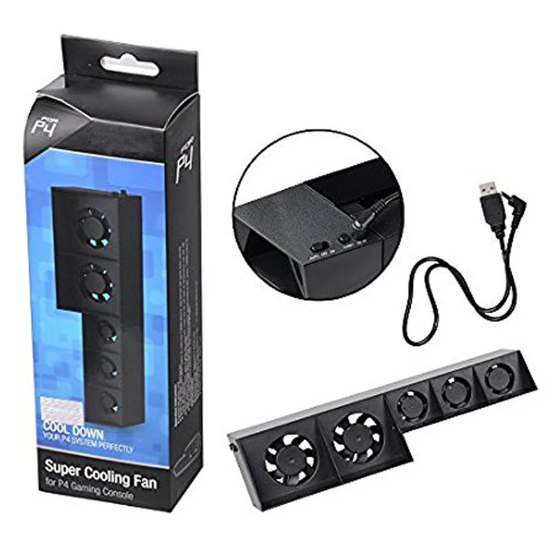 

USB External Turbo Temperature Control Cooler Cooling 5 Fans for Sony Playstation PS4 Console Clip fan onto back of console