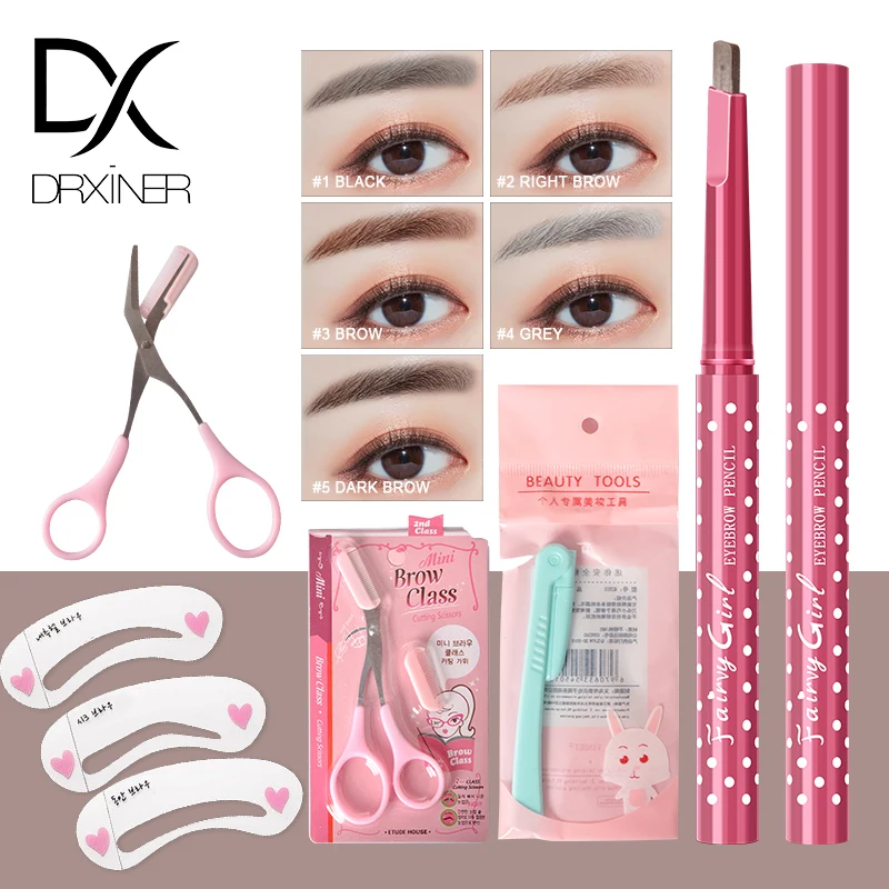 

Waterproof Eyebrow Pencil set With Eye Brow Card Tool Lady Rotating Eyebrow Pencil Eyebrow Shaping DIY Eyebrow Pen Makeup Set