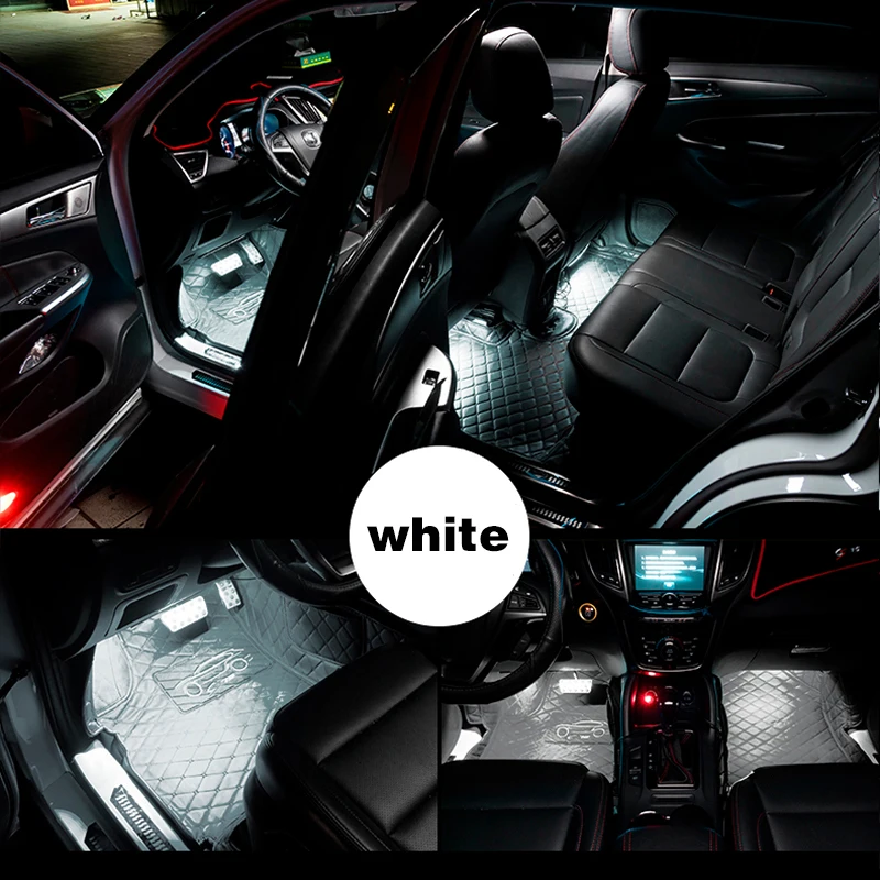 4 шт., автомобильный RGB светодиодный ленточный светильник, цветные автомобильные стильные декоративные атмосферные лампы, напольный светильник, автомобильный интерьерный светильник, автомобильные аксессуары 12 В