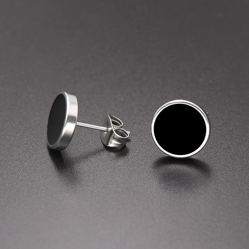 Stud Earrings 2Pcs/1Pair Stainless Steel Round Shaped Butterfly Clasp Push Earrings