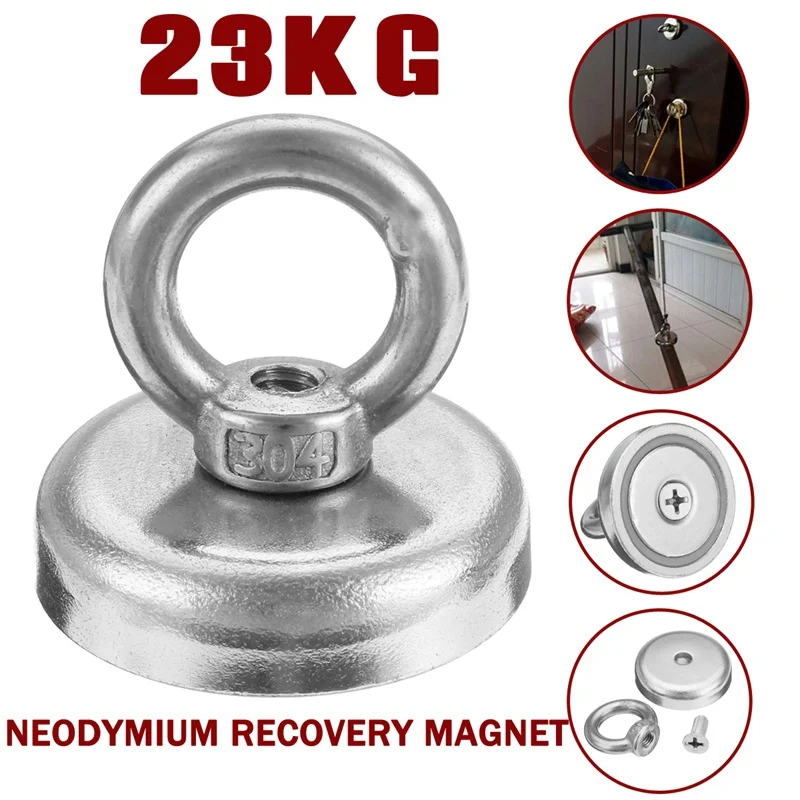 

New 1Pcs 23KG 32mm Neodymium Recovery Magnet Metal Detector Treasure Hunting Fishing Sucker Metal Detector Practical
