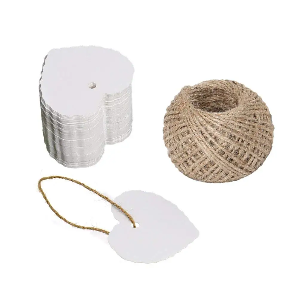 

Valentine's Day Gift Tag 100 pcs Kraft Paper Labels Tags Tag Labels with jute cord 30 meters