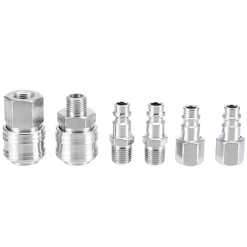 

6pcs Euro Quick Coupler Fittings Air Hose Compressor Connector 1/4" BSP Male/Female Quick Release Set