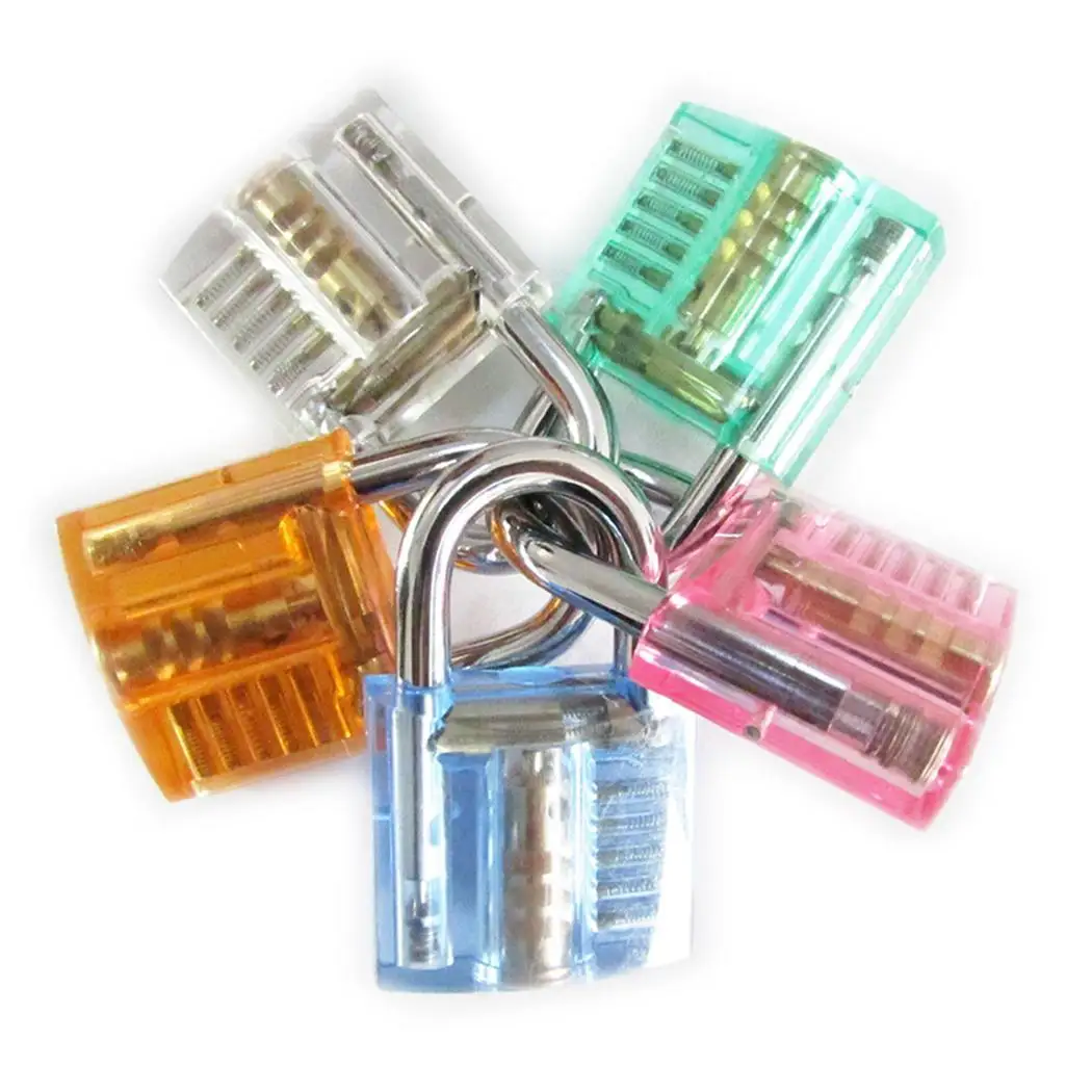 

6 colors Padlock door lock smart lock Transparent Visible Mini Strong Steel Padlock Travel Tiny Suitcase Lock with 2 Keys Indoor