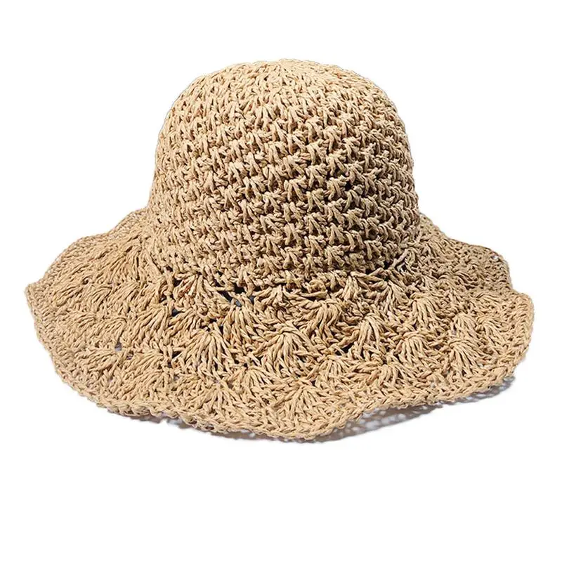

Summer Straw Hat Women Big Wide Brim Beach Sun Hat Foldable Breathable Fashion Straw Feminino Adjust Size Big Brim Straw Hat