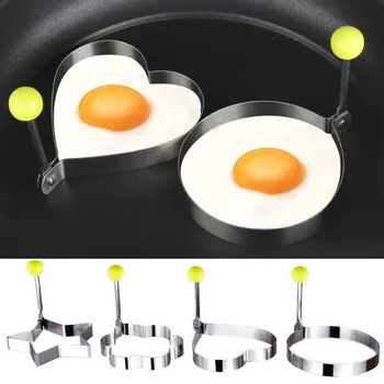 

2018 Newest Hot Fried Egg Pancake shaper Stainless Steel Shaper Mould Mold Kitchen Rings Heart shaper Pretend Play Kitchen Toys