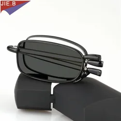 Enhanced Photochromic Folding Reading Glasses with Portable Case - Unisex Slim Design (Blaok)