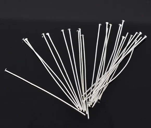 

DoreenBeads 300 Silver Plated Head Pins Findings 6cmx0.8mm (B11557) yiwu