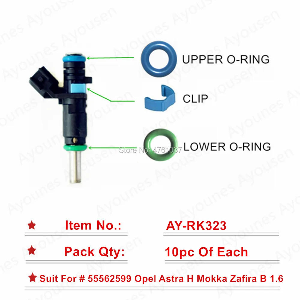 

Free Shipping 10sets Upper Lower Viton Orings Clip For Fuel Injector Repair Kits Parts #55570284,55562599