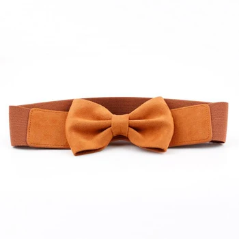 

Luxury Leather Belt Women Summer Solid Dress Brown Bow Belt Elastic Wide Girdle Daily Personality Design Gift For Her New D30