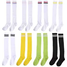 Спортивные Чулки в полоску с двумя полосками для езды на велосипеде; хлопковые высокие носки выше колена; мягкие и удобные спортивные носки; прочные