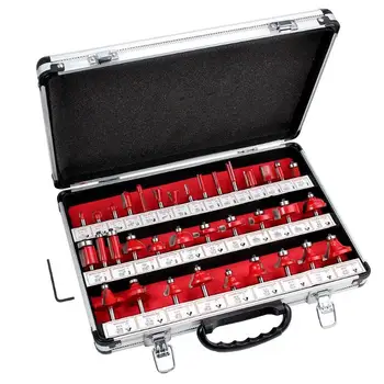 

35pcs/set 1/4in Handle Wood Router Bits Mill Engraving Trim Woodworking Milling Cutter Trimmer Adapter Tool